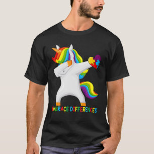 Dabbing Unicorn Puzzle Embrace Differences Autism T-Shirt