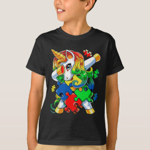 Dabbing Unicorn Puzzle Piece Autism Awareness Cute T-Shirt