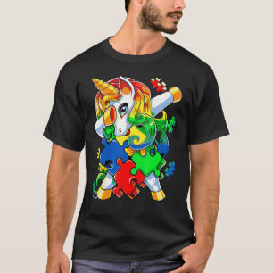 Dabbing Unicorn Puzzle Piece Autism Awareness Cute T-Shirt