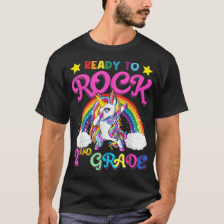Dabbing Unicorn Rock 2nd Grade Back To School Girl T-Shirt