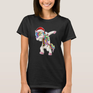 Dabbing Unicorn Santa Christmas Kids Girls Women X T-Shirt