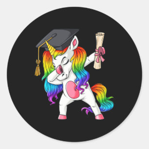Dabbing Unicorn School Graduation Dab Girls Kids T Classic Round Sticker