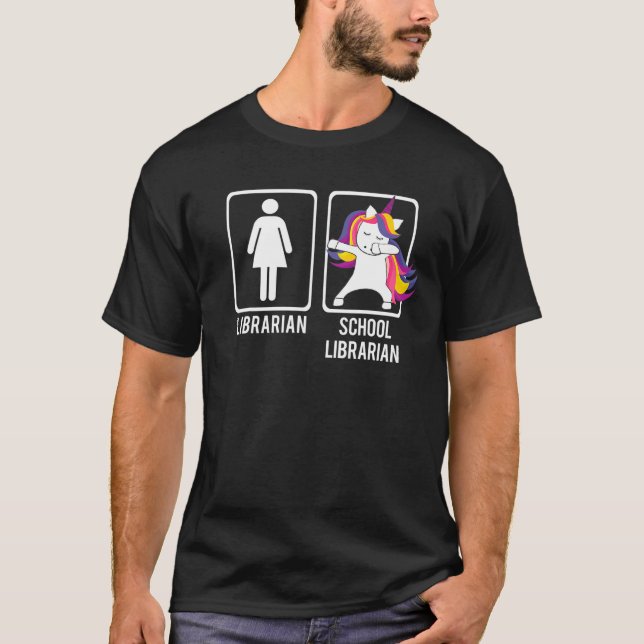 DABBING UNICORN SCHOOL LIBRARIAN Dabs Library Meme T-Shirt (Front)