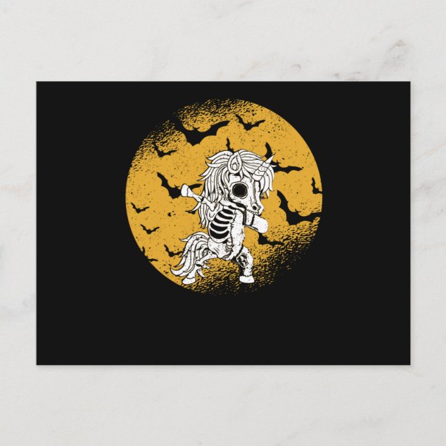 Dabbing Unicorn Skeleton Halloween Dab Dance Scary Postcard (Front)