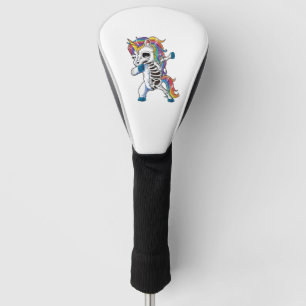Dabbing Unicorn Skeleton Halloween Gifts Women Men Golf Head Cover
