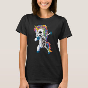 Dabbing Unicorn Skeleton Halloween Girls Dab  1 T-Shirt