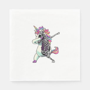 Dabbing Unicorn Skeleton Halloween Girls Dab T-Shi Napkin