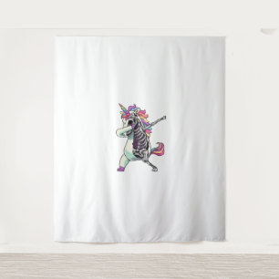 Dabbing Unicorn Skeleton Halloween Girls Dab T-Shi Tapestry