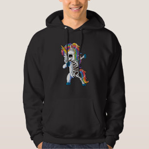 Dabbing Unicorn Skeleton Skulls Halloween Boys Gir Hoodie