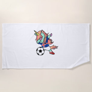 Dabbing Unicorn Soccer Iceland Jersey Icelandic Fo Beach Towel