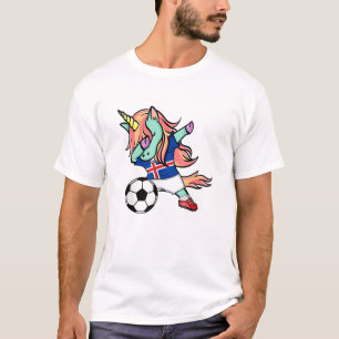 Dabbing Unicorn Soccer Iceland Jersey Icelandic Fo T-Shirt