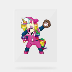 Dabbing Unicorn Softball Arc En Ciel Filles De Bas