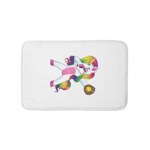 Dabbing Unicorn Softball Girls Women T-Shirt Bath Mat