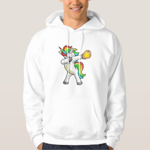 Dabbing Unicorn Softball Player Funny Dab Dance Ra Hoodie