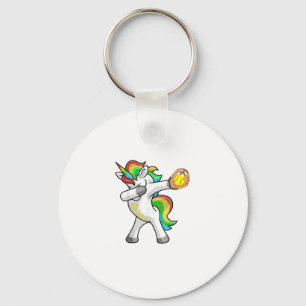 Dabbing Unicorn Softball Player Funny Dab Dance Ra Keychain