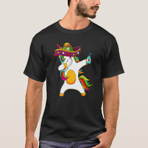 Dabbing Unicorn Sombrero Face Mask Cinco De Mayo M T-Shirt