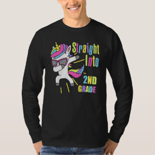 Dabbing Unicorn Straight Into Second 2nd Grade Fir T-Shirt