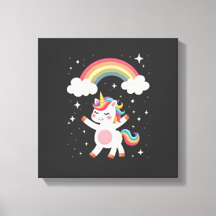 Dabbing Unicorn T Shirt - Funny Dab Dance Rainbow  Canvas Print