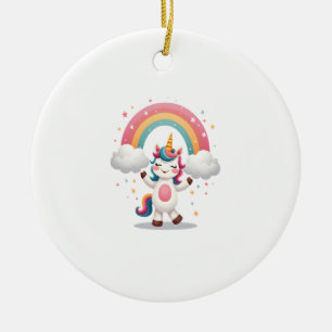 Dabbing Unicorn T Shirt - Funny Dab Dance Rainbow Ceramic Ornament