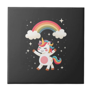 Dabbing Unicorn T Shirt - Funny Dab Dance Rainbow Tile