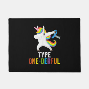 Dabbing Unicorn Type One-Derful T1D Diabetes Funny Doormat