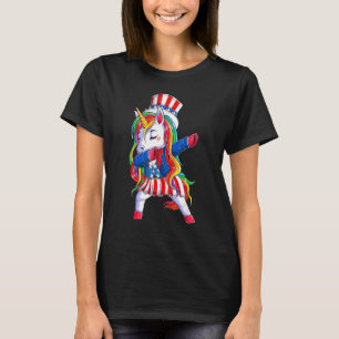 Dabbing Unicorn Wear Uncle Sam Patriotic 4th Of Ju T-Shirt