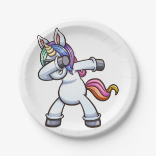 dabbing unicorn wearing sunglasses paper plate