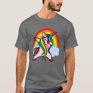 Dabbing Unicorn With Bubble Gum Cool T Rainbow Dan T-Shirt
