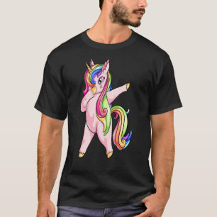 Dabbing Unicorn with rainbow Hair Dabbin Dance T-Shirt