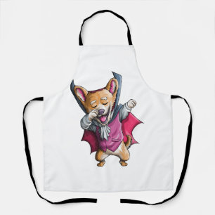 Dabbing Vampire Corgi Cute Halloween Corgi Funny Apron
