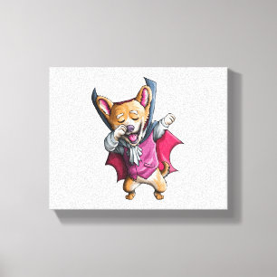 Dabbing Vampire Corgi Cute Halloween Corgi Funny Canvas Print