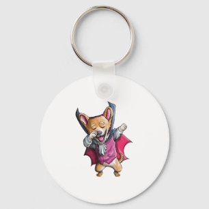 Dabbing Vampire Corgi Cute Halloween Corgi Funny Keychain