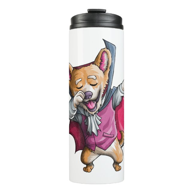 Dabbing Vampire Corgi Cute Halloween Corgi Funny Thermal Tumbler (Front)