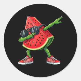 Dabbing Watermelon Kawaii Summer Tropical Fruit Classic Round Sticker