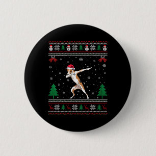 Dabbing Whippet Dog Santa Hat Boys Girls Kids Chri 2 Inch Round Button