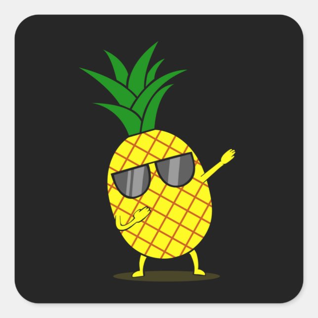 Dabbing Yellow Pineapple DAB Funny Dancing Fruit Square Sticker (Front)