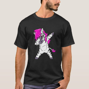 Dabbing Zebra With Pink Horse Mane T-Shirt
