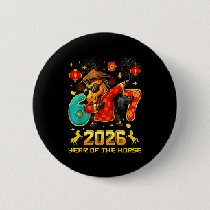 Dabbing Zodiac Horse Lunar New Year Chinese New Ye 2 Inch Round Button