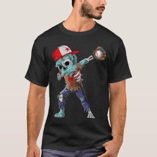 Dabbing Zombie Halloween Baseball Player T-Shirt