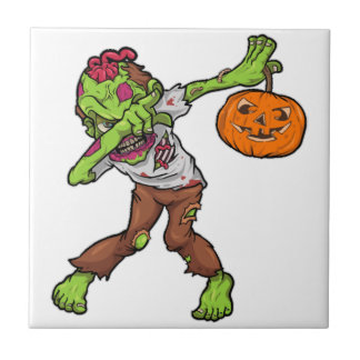 Dabbing Zombie Halloween Dab Funny Gift design Tile
