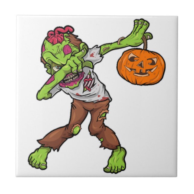 Dabbing Zombie Halloween Dab Funny Gift design Tile (Front)