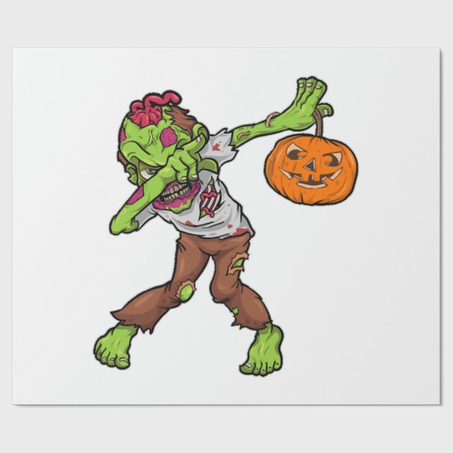 Dabbing Zombie Halloween Dab Funny Gift design Wrapping Paper (Flat)