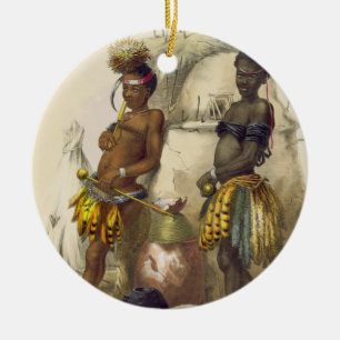 Dabiyaki and Upapazi, Zulu Boys in Dancing Dress, Ceramic Ornament