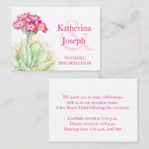 D'accompagnement Alpine primrose art mariage info carte boîtier