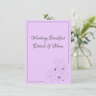 D'accompagnement Anemone sur Lilac Mariage petit déjeuner Carte de