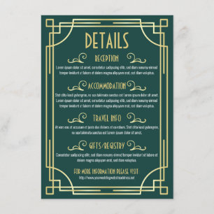 D'accompagnement Art Déco Détails du Mariage Carte Informations sur
