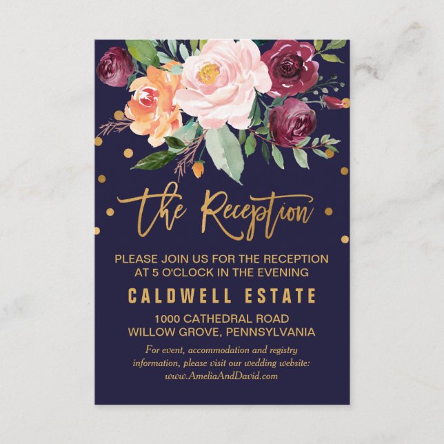 D'accompagnement Automne Floral Mariage - Carte de la réception (Devant)