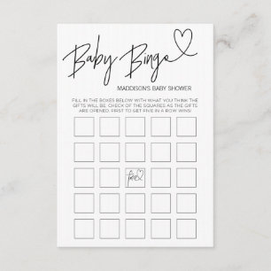 D'accompagnement Baby Bingo Baby shower carte de jeu noir et blanc