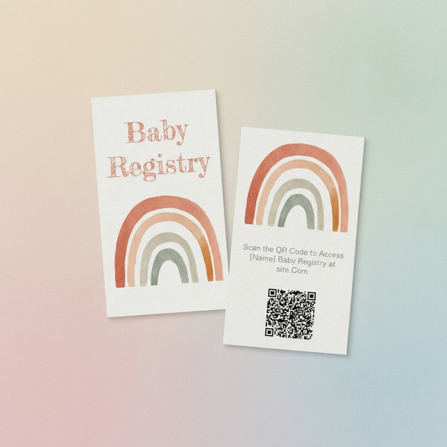 D'accompagnement Baby shower arc-en-ciel rustique QR Code Carte d'e (Rustic rainbow baby shower QR Code Registry Card.)
