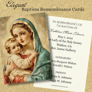 D'accompagnement Baptême de bébé catholique Souvenir Carte Sainte